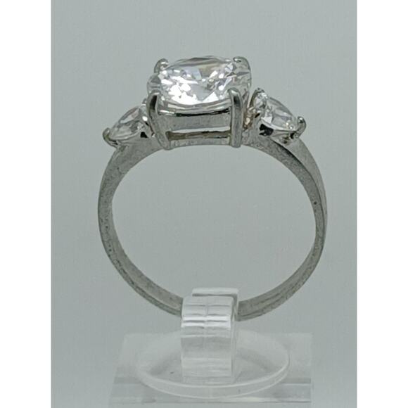 Vintage 5CT White Gold Plated Round Heart Shaped 3-Stone Ring Size 11 - Picture 2 of 10